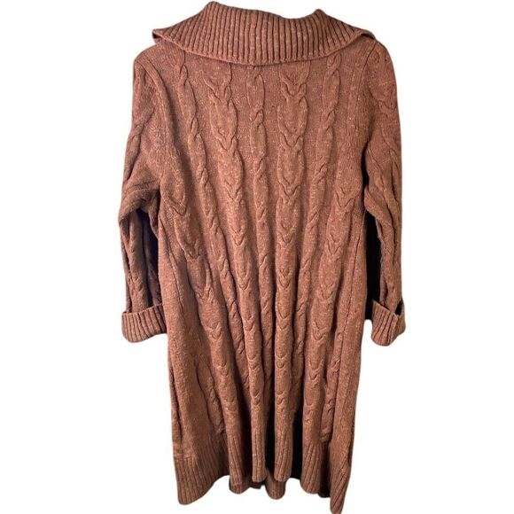 J.Jill Auburn Cable Knit Button Up Duster Cardigan Sweater Women’s Sz Med - Picture 3 of 5